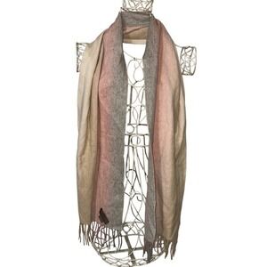 LOUISA PERINI Ombre Pink Grey Beige Soft 100% Cashmere Blend Scarf Wrap